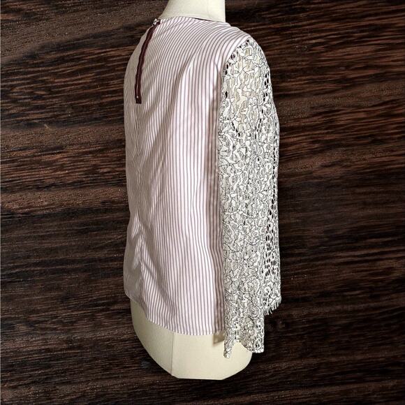 Carven French Designer Lace Blouse Top size 42 EU/M US Ivory Lined Back Zipper - Picture 8 of 11
